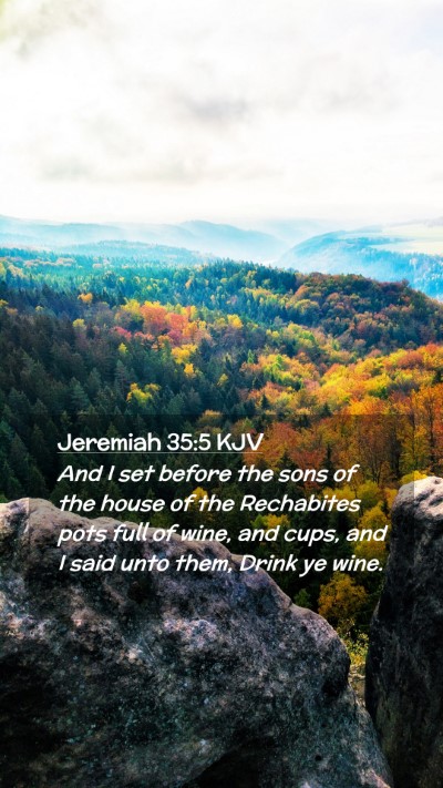 Picture 02 - Jeremiah 35:5 KJV Mobile Phone Wallpaper - And I set before the sons of the house of the - Mobile Bible Verse Wallpaper