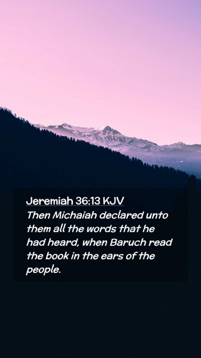 Picture 02 - Jeremiah 36:13 KJV Mobile Phone Wallpaper - Then Michaiah declared unto them all the words - Mobile Bible Verse Wallpaper