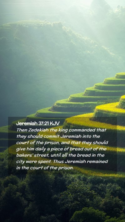 Picture 02 - Jeremiah 37:21 KJV Mobile Phone Wallpaper - Then Zedekiah the king commanded that they should - Mobile Bible Verse Wallpaper