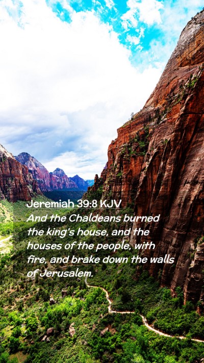 Picture 02 - Jeremiah 39:8 KJV Mobile Phone Wallpaper - And the Chaldeans burned the king's house, and - Mobile Bible Verse Wallpaper