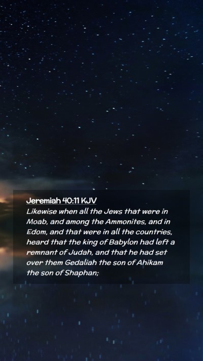 Picture 02 - Jeremiah 40:11 KJV Mobile Phone Wallpaper - Likewise when all the Jews that were in Moab, and - Mobile Bible Verse Wallpaper