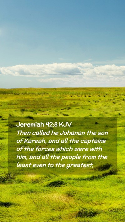 Picture 02 - Jeremiah 42:8 KJV Mobile Phone Wallpaper - Then called he Johanan the son of Kareah, and all - Mobile Bible Verse Wallpaper