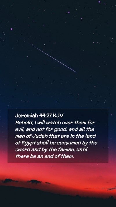 Picture 02 - Jeremiah 44:27 KJV Mobile Phone Wallpaper - Behold, I will watch over them for evil, and not - Mobile Bible Verse Wallpaper