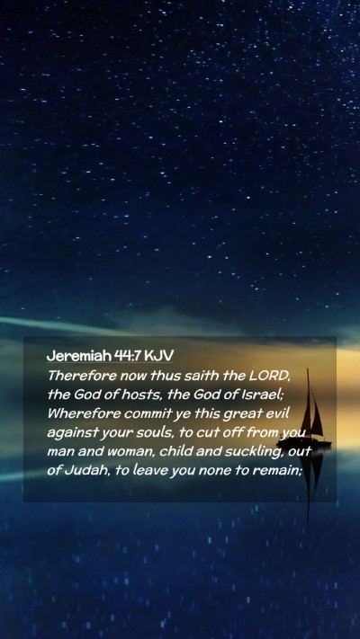 Picture 02 - Jeremiah 44:7 KJV Mobile Phone Wallpaper - Therefore now thus saith the LORD, the God of - Mobile Bible Verse Wallpaper