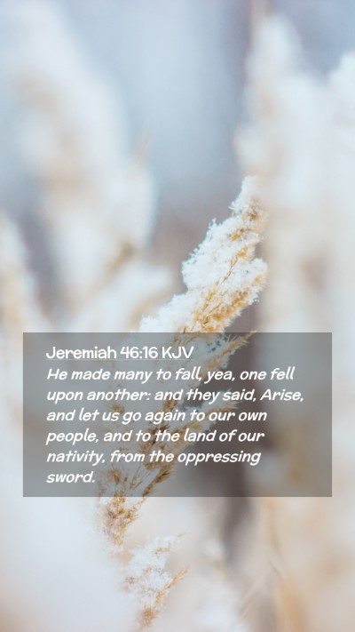 Picture 02 - Jeremiah 46:16 KJV Mobile Phone Wallpaper - He made many to fall, yea, one fell upon another: - Mobile Bible Verse Wallpaper