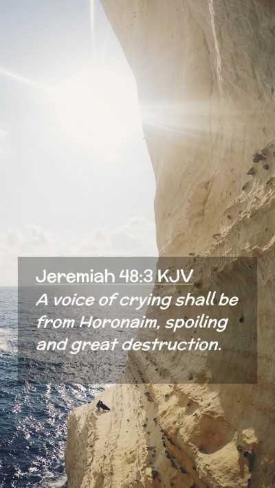 Picture 02 - Jeremiah 48:3 KJV Mobile Phone Wallpaper - A voice of crying shall be from Horonaim, - Mobile Bible Verse Wallpaper