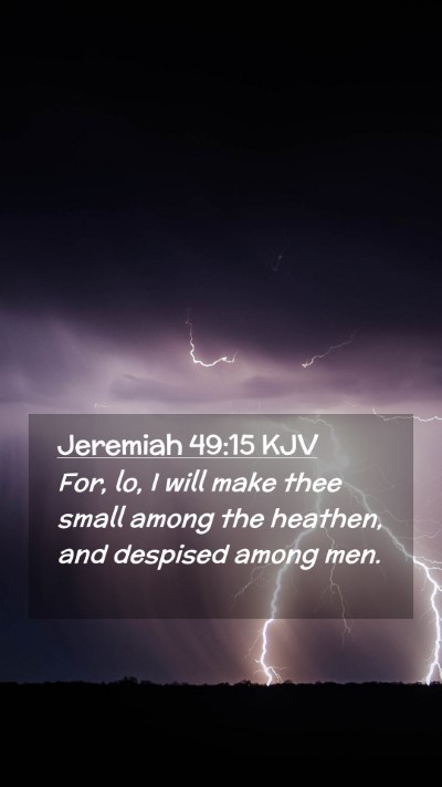 Picture 02 - Jeremiah 49:15 KJV Mobile Phone Wallpaper - For, lo, I will make thee small among the - Mobile Bible Verse Wallpaper