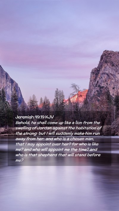 Picture 02 - Jeremiah 49:19 KJV Mobile Phone Wallpaper - Behold, he shall come up like a lion from the - Mobile Bible Verse Wallpaper