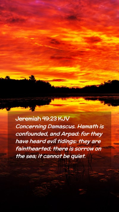 Picture 02 - Jeremiah 49:23 KJV Mobile Phone Wallpaper - Concerning Damascus. Hamath is confounded, and - Mobile Bible Verse Wallpaper