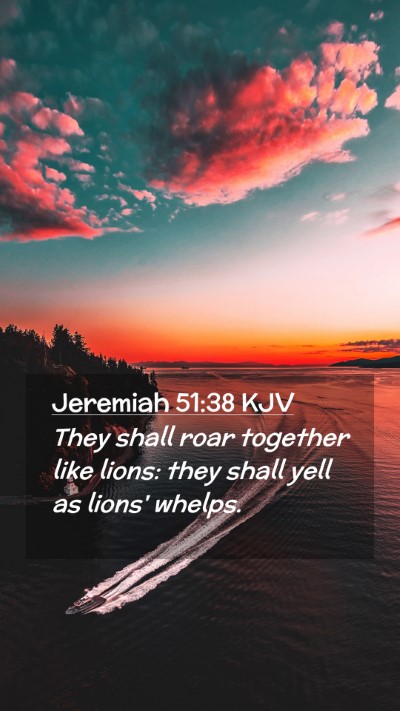 Picture 02 - Jeremiah 51:38 KJV Mobile Phone Wallpaper - They shall roar together like lions: they shall - Mobile Bible Verse Wallpaper