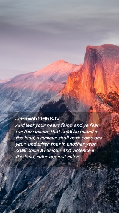 Picture 02 - Jeremiah 51:46 KJV Mobile Phone Wallpaper - And lest your heart faint, and ye fear for the - Mobile Bible Verse Wallpaper