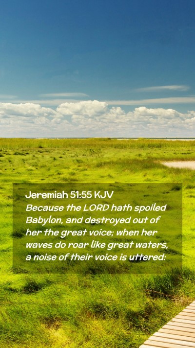 Picture 02 - Jeremiah 51:55 KJV Mobile Phone Wallpaper - Because the LORD hath spoiled Babylon, and - Mobile Bible Verse Wallpaper