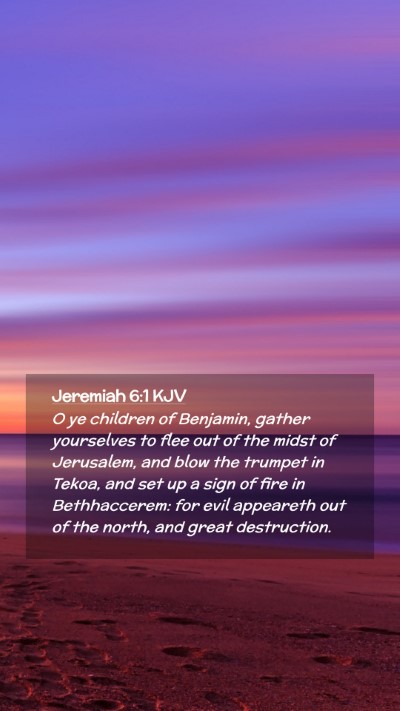 Picture 02 - Jeremiah 6:1 KJV Mobile Phone Wallpaper - O ye children of Benjamin, gather yourselves to - Mobile Bible Verse Wallpaper