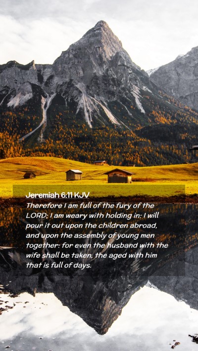 Picture 02 - Jeremiah 6:11 KJV Mobile Phone Wallpaper - Therefore I am full of the fury of the LORD; I am - Mobile Bible Verse Wallpaper