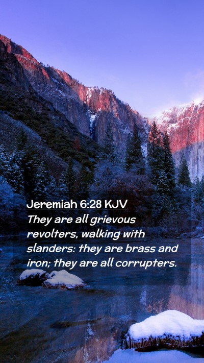 Picture 02 - Jeremiah 6:28 KJV Mobile Phone Wallpaper - They are all grievous revolters, walking with - Mobile Bible Verse Wallpaper