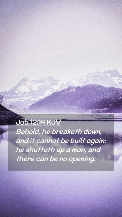 Picture 02 - Job 12:14 KJV Mobile Phone Wallpaper - Behold, he breaketh down, and it cannot be built - Mobile Bible Verse Wallpaper