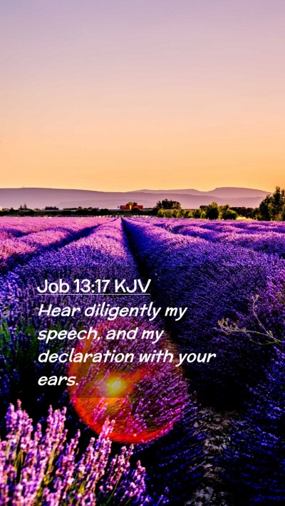 Picture 02 - Job 13:17 KJV Mobile Phone Wallpaper - Hear diligently my speech, and my declaration - Mobile Bible Verse Wallpaper