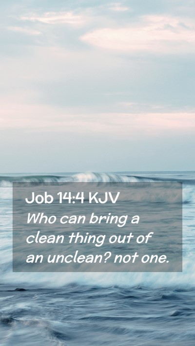 Picture 02 - Job 14:4 KJV Mobile Phone Wallpaper - Who can bring a clean thing out of an unclean? - Mobile Bible Verse Wallpaper