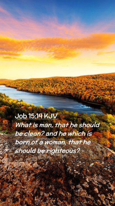 Picture 02 - Job 15:14 KJV Mobile Phone Wallpaper - What is man, that he should be clean? and he - Mobile Bible Verse Wallpaper