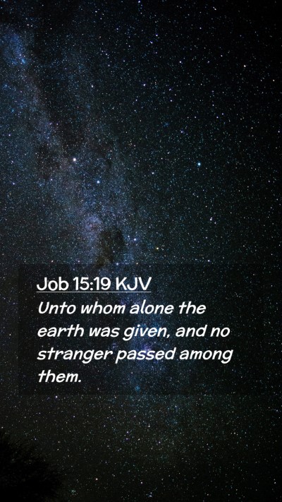 Picture 02 - Job 15:19 KJV Mobile Phone Wallpaper - Unto whom alone the earth was given, and no - Mobile Bible Verse Wallpaper