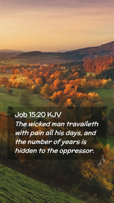 Picture 02 - Job 15:20 KJV Mobile Phone Wallpaper - The wicked man travaileth with pain all his days, - Mobile Bible Verse Wallpaper