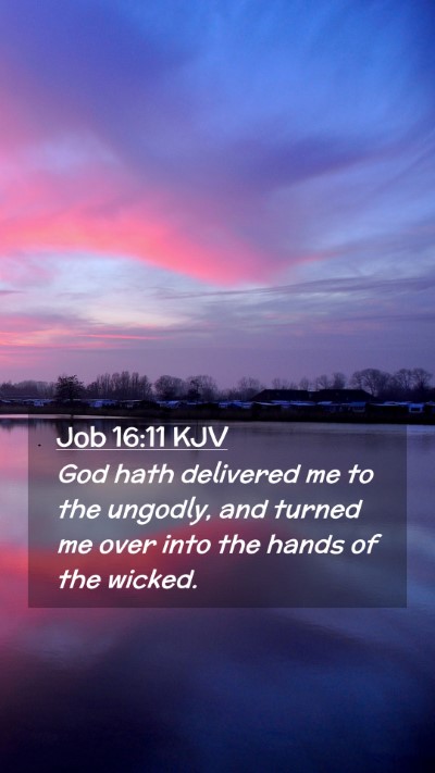 Picture 02 - Job 16:11 KJV Mobile Phone Wallpaper - God hath delivered me to the ungodly, and turned - Mobile Bible Verse Wallpaper
