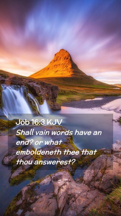 Picture 02 - Job 16:3 KJV Mobile Phone Wallpaper - Shall vain words have an end? or what emboldeneth - Mobile Bible Verse Wallpaper