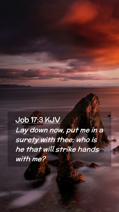 Picture 02 - Job 17:3 KJV Mobile Phone Wallpaper - Lay down now, put me in a surety with thee; who - Mobile Bible Verse Wallpaper