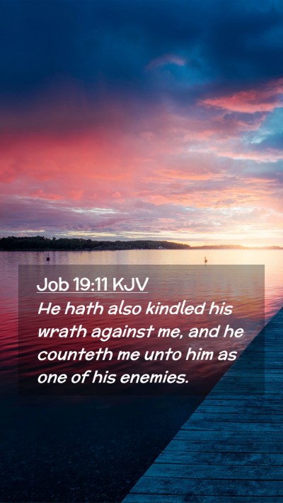 Picture 02 - Job 19:11 KJV Mobile Phone Wallpaper - He hath also kindled his wrath against me, and he - Mobile Bible Verse Wallpaper