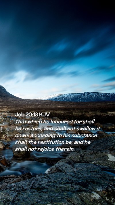 Picture 02 - Job 20:18 KJV Mobile Phone Wallpaper - That which he laboured for shall he restore, and - Mobile Bible Verse Wallpaper