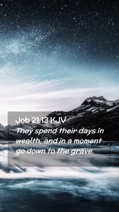 Picture 02 - Job 21:13 KJV Mobile Phone Wallpaper - They spend their days in wealth, and in a moment - Mobile Bible Verse Wallpaper