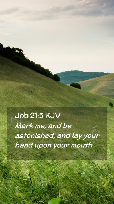 Picture 02 - Job 21:5 KJV Mobile Phone Wallpaper - Mark me, and be astonished, and lay your hand - Mobile Bible Verse Wallpaper