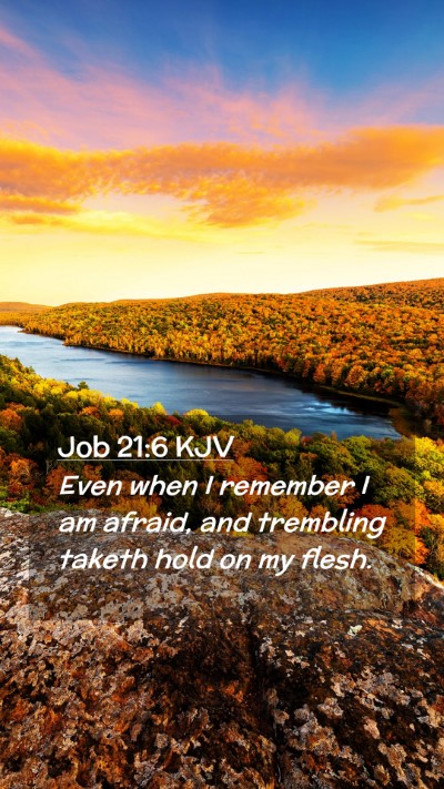 Picture 02 - Job 21:6 KJV Mobile Phone Wallpaper - Even when I remember I am afraid, and trembling - Mobile Bible Verse Wallpaper