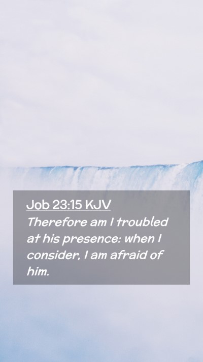 Picture 02 - Job 23:15 KJV Mobile Phone Wallpaper - Therefore am I troubled at his presence: when I - Mobile Bible Verse Wallpaper
