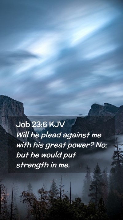 Picture 02 - Job 23:6 KJV Mobile Phone Wallpaper - Will he plead against me with his great power? - Mobile Bible Verse Wallpaper