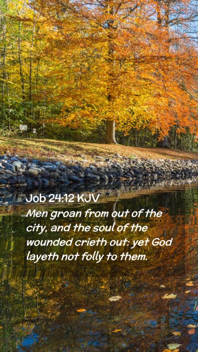 Picture 02 - Job 24:12 KJV Mobile Phone Wallpaper - Men groan from out of the city, and the soul of - Mobile Bible Verse Wallpaper