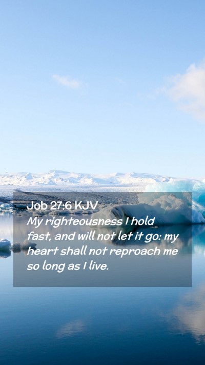 Picture 02 - Job 27:6 KJV Mobile Phone Wallpaper - My righteousness I hold fast, and will not let it - Mobile Bible Verse Wallpaper