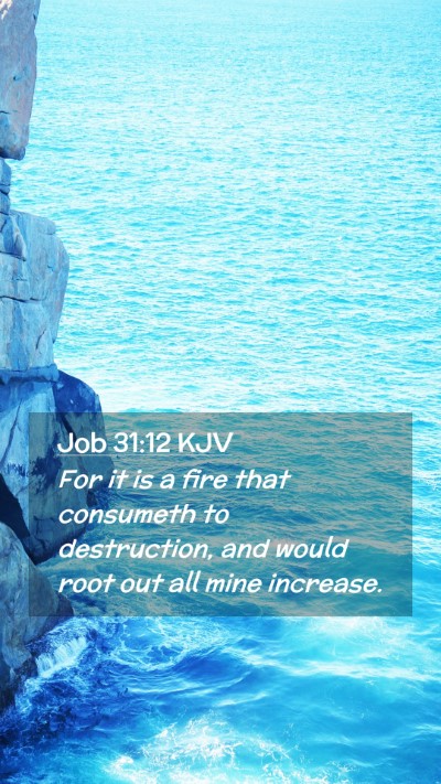 Picture 02 - Job 31:12 KJV Mobile Phone Wallpaper - For it is a fire that consumeth to destruction, - Mobile Bible Verse Wallpaper