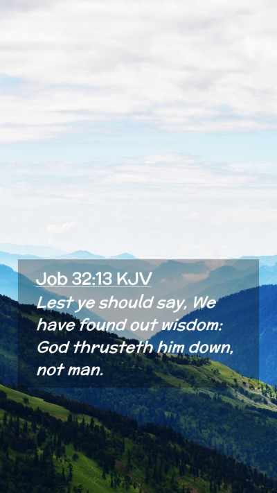 Picture 02 - Job 32:13 KJV Mobile Phone Wallpaper - Lest ye should say, We have found out wisdom: God - Mobile Bible Verse Wallpaper