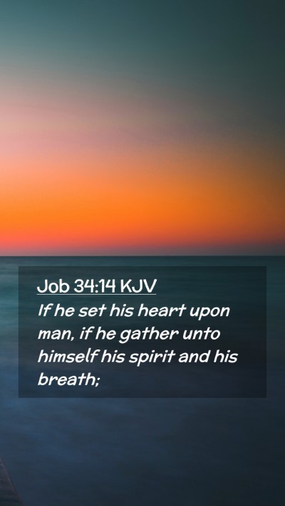 Picture 02 - Job 34:14 KJV Mobile Phone Wallpaper - If he set his heart upon man, if he gather unto - Mobile Bible Verse Wallpaper