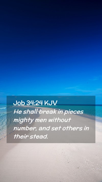 Picture 02 - Job 34:24 KJV Mobile Phone Wallpaper - He shall break in pieces mighty men without - Mobile Bible Verse Wallpaper