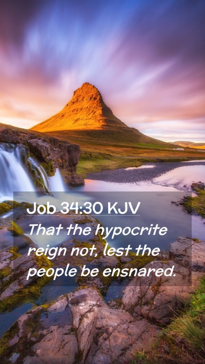 Picture 02 - Job 34:30 KJV Mobile Phone Wallpaper - That the hypocrite reign not, lest the people be - Mobile Bible Verse Wallpaper