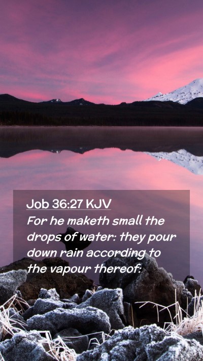 Picture 02 - Job 36:27 KJV Mobile Phone Wallpaper - For he maketh small the drops of water: they pour - Mobile Bible Verse Wallpaper