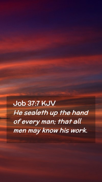 Picture 02 - Job 37:7 KJV Mobile Phone Wallpaper - He sealeth up the hand of every man; that all men - Mobile Bible Verse Wallpaper