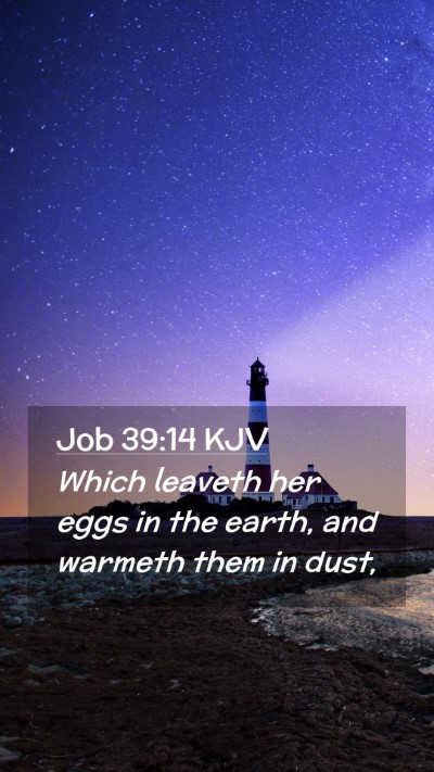Picture 02 - Job 39:14 KJV Mobile Phone Wallpaper - Which leaveth her eggs in the earth, and warmeth - Mobile Bible Verse Wallpaper