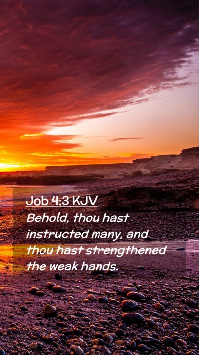 Picture 02 - Job 4:3 KJV Mobile Phone Wallpaper - Behold, thou hast instructed many, and thou hast - Mobile Bible Verse Wallpaper