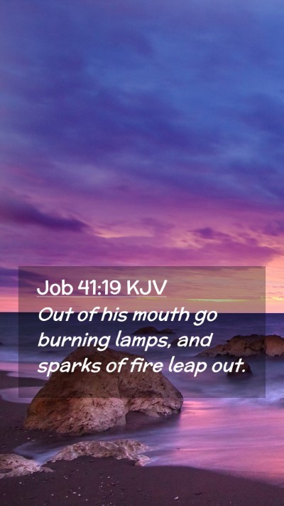 Picture 02 - Job 41:19 KJV Mobile Phone Wallpaper - Out of his mouth go burning lamps, and sparks of - Mobile Bible Verse Wallpaper