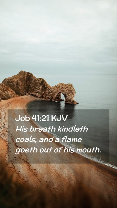 Picture 02 - Job 41:21 KJV Mobile Phone Wallpaper - His breath kindleth coals, and a flame goeth out - Mobile Bible Verse Wallpaper