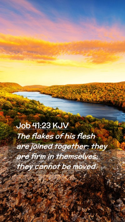 Picture 02 - Job 41:23 KJV Mobile Phone Wallpaper - The flakes of his flesh are joined together: they - Mobile Bible Verse Wallpaper