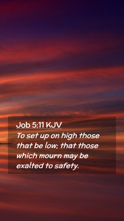 Picture 02 - Job 5:11 KJV Mobile Phone Wallpaper - To set up on high those that be low; that those - Mobile Bible Verse Wallpaper